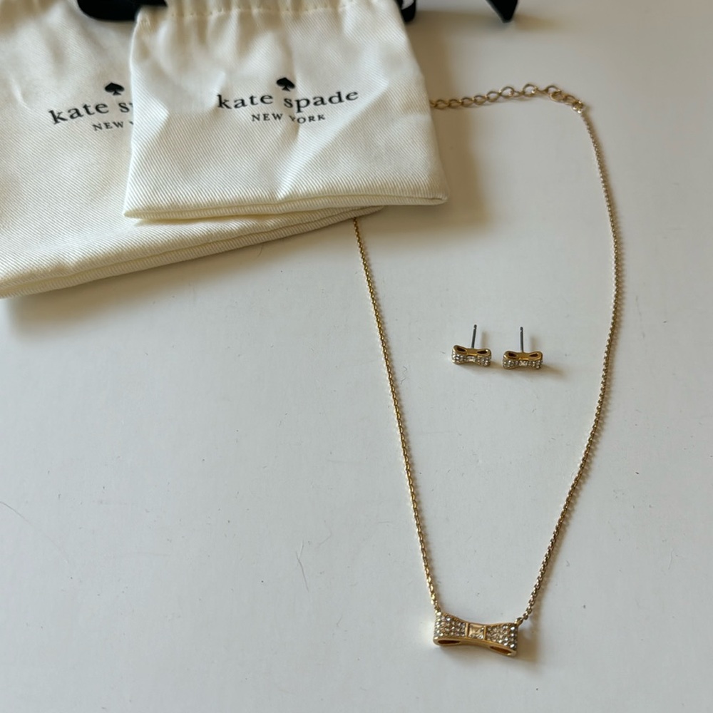 Kate spade gold & crystal bow set.